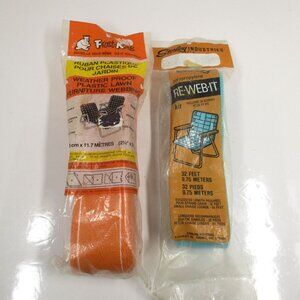 2 Vtg 1 Frost King Lawn Furniture Webbing 2-1/4" x 39ft Orange, Turquo & White